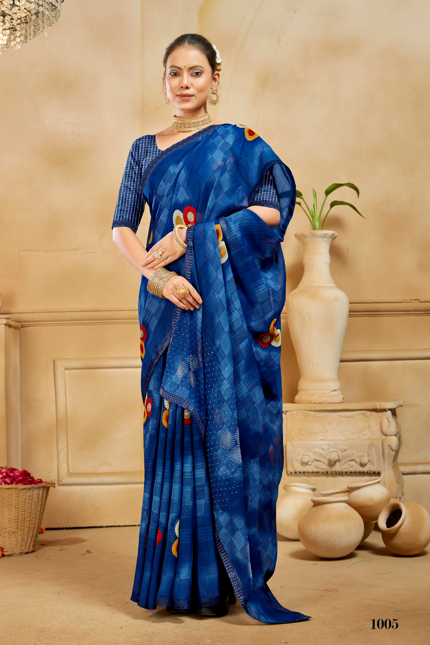 Elegant Woven Saree with Floral Embroidery -BLIKIT