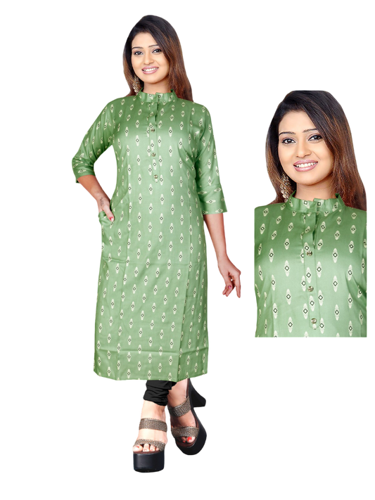 Elegant Green Printed Kurti