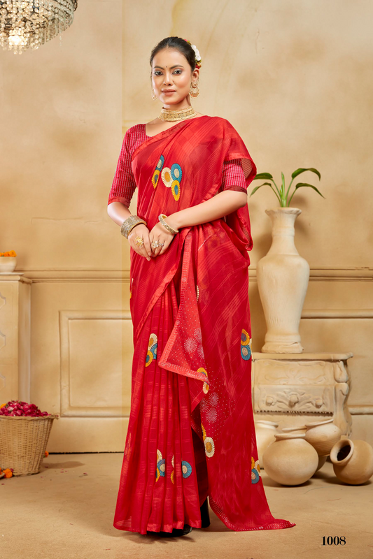 Elegant Woven Saree with Floral Embroidery -BLIKIT