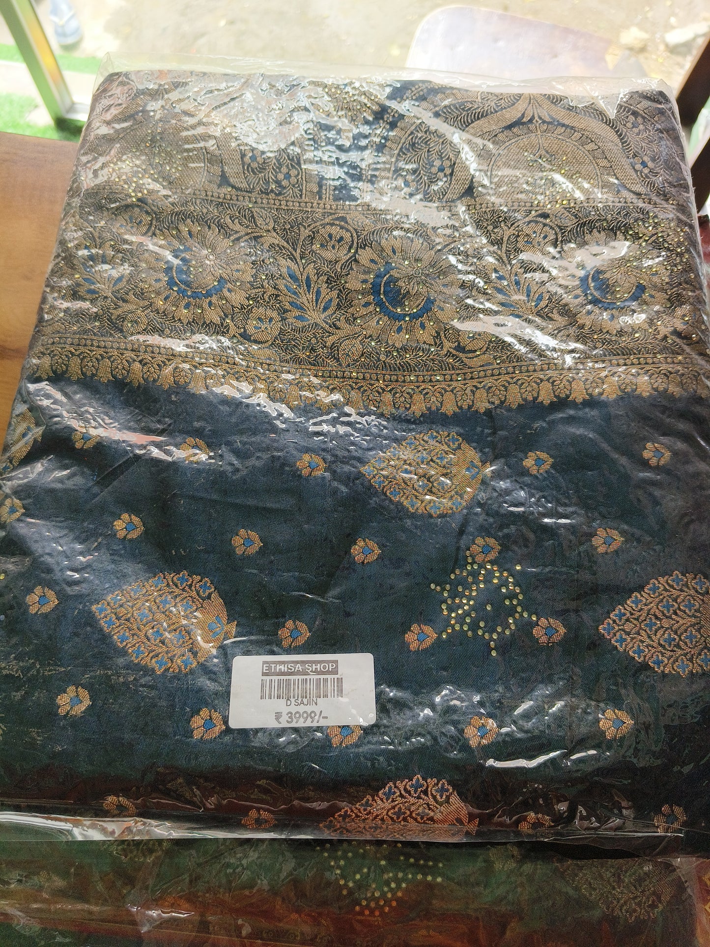 Party wear saree for elegant look  with beautiful glass stones