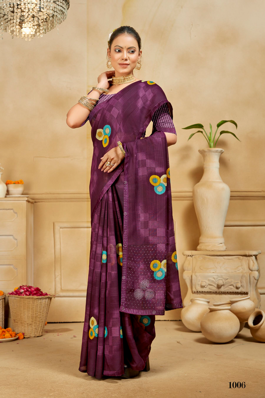 Elegant Woven Saree with Floral Embroidery -BLIKIT